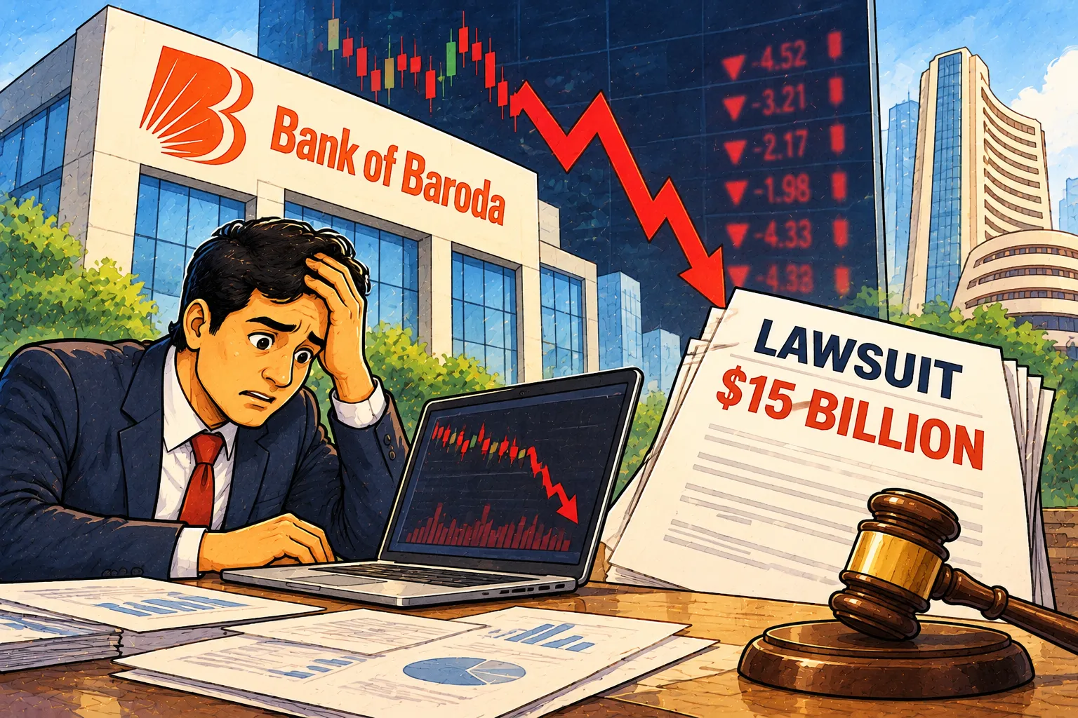 Bank of Baroda Shares Slip After a $15 Billion Lawsuit