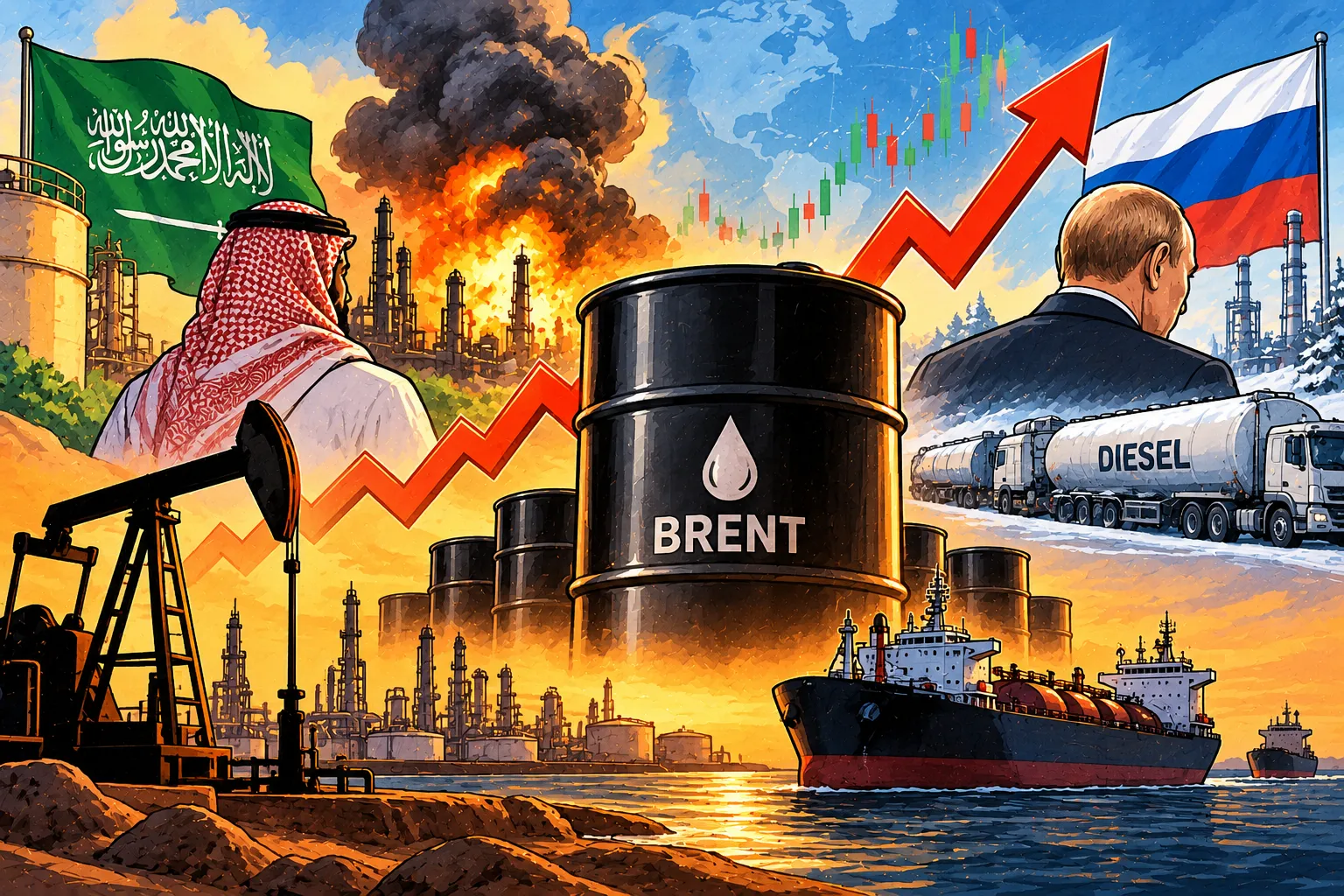 Brent Crude Climbs to $106 as Saudi Attacks Meet Russian Diesel