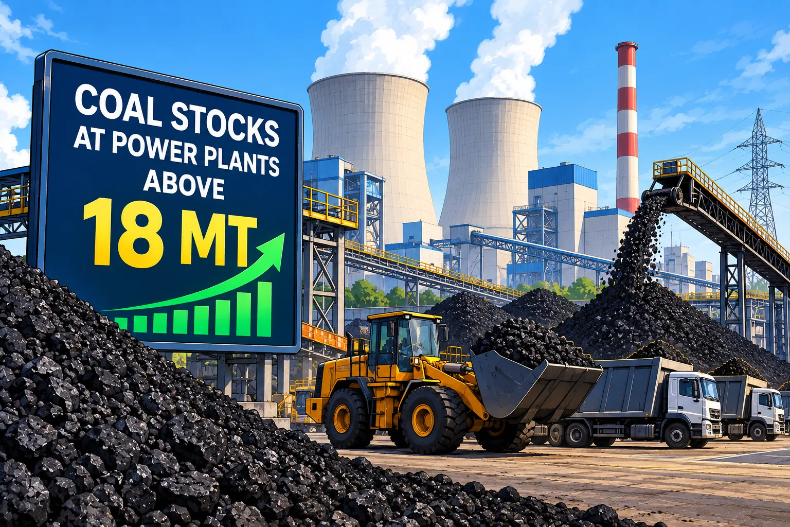 Coal Stocks at Power Plants Hold Above 18 MT as Supply Rises