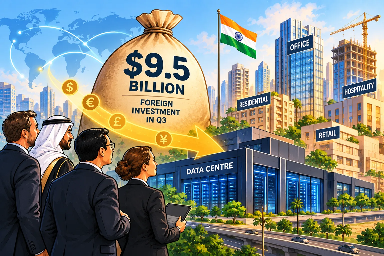 Foreign Investors Pour Record $9.5 Billion Into Indian Real Estate In Q3, Led By Data Centres