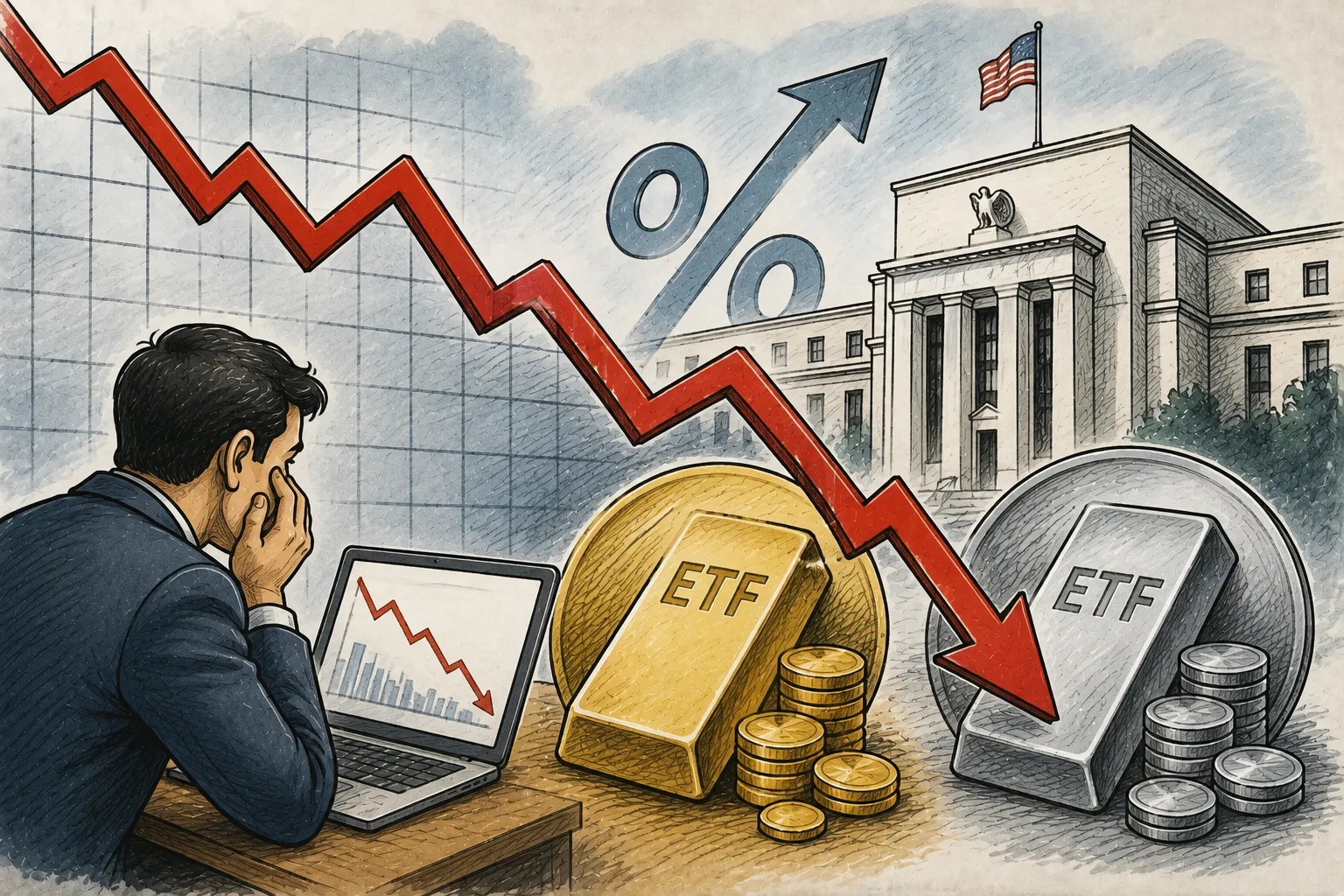 Gold and silver ETFs fall on rate fears