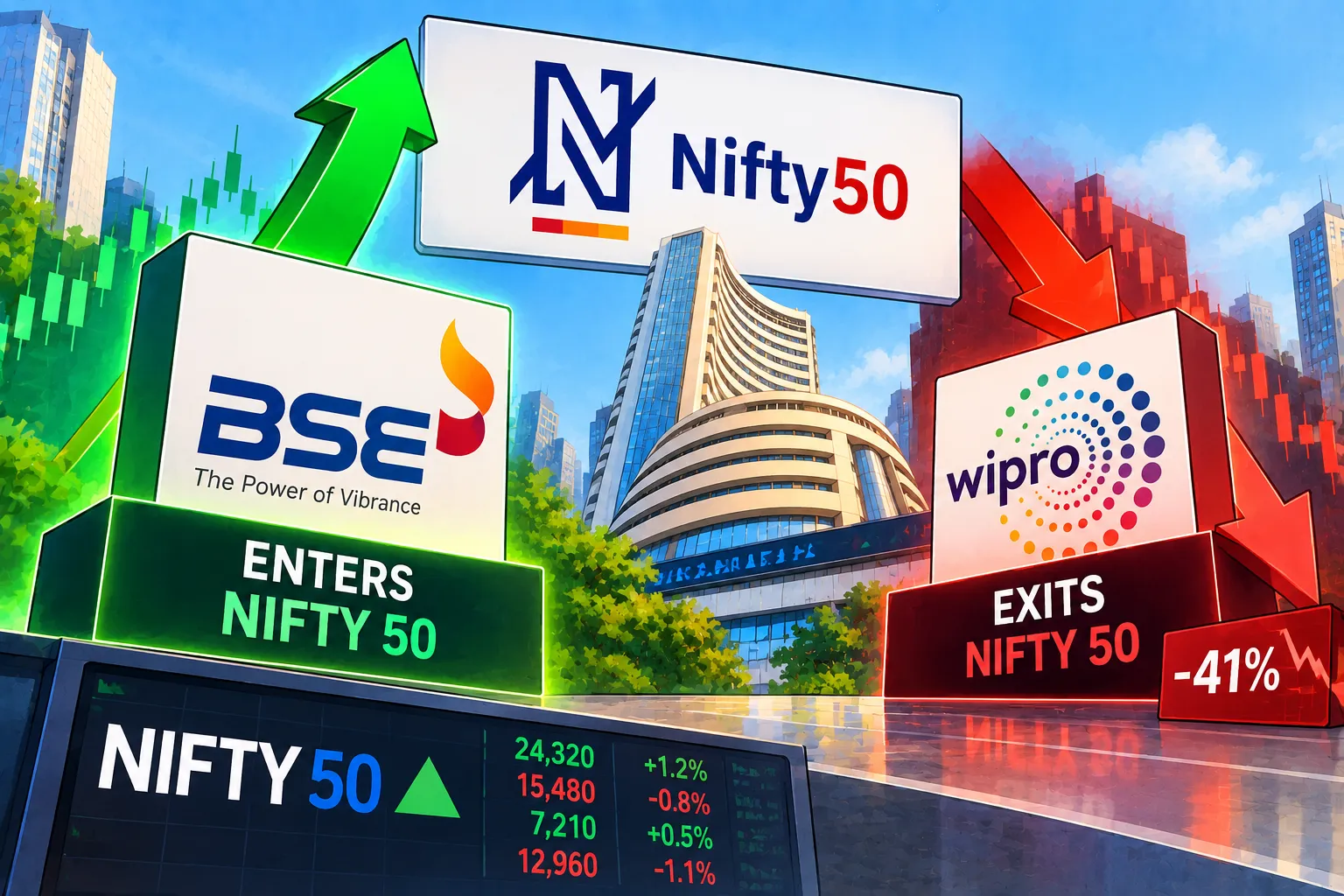 Nifty Rejig Kicks In: BSE Enters Index As Wipro Exits After A 41% Slide